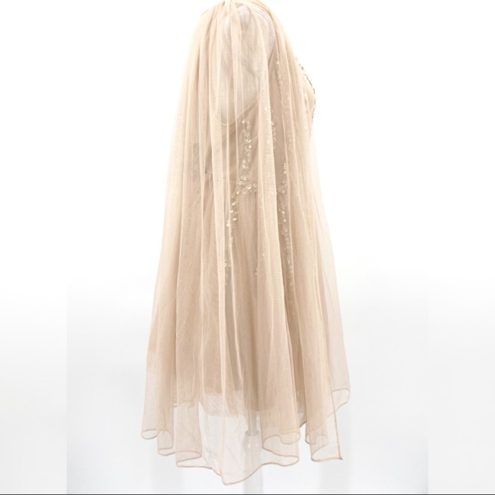 🌷ASOS🌷 Embellished Cape Plunge Tulle Mini Dress - Picture 13 of 16
